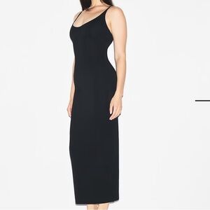SKIMS Smooth Lounge Skimpy Scoop Neck Long Dress in Obsidian Size XS